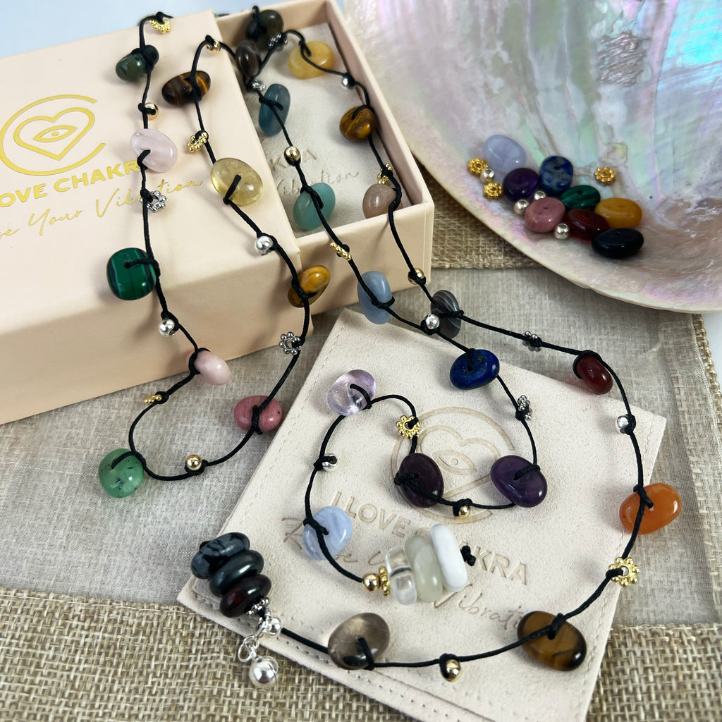 Deluxe Chakra Stones Crystal Ritual Wrap Necklace - Balance