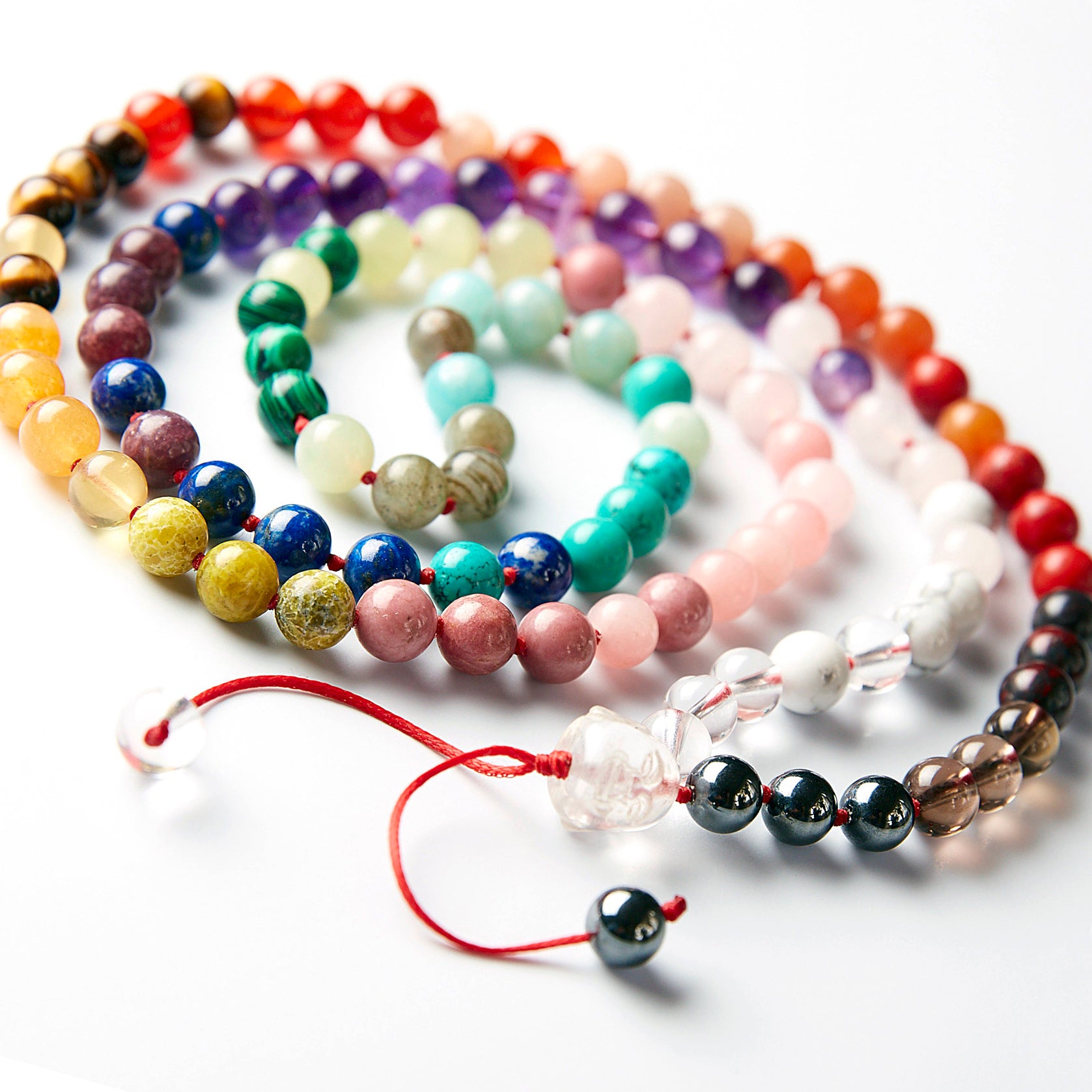 Fossil Beads Hand Knotted Spiritual Mala Beads Jewelry Necklace - Karma,  Nirvana, Meditation, 6MM, Prayer Beads, For Awakening Chakra